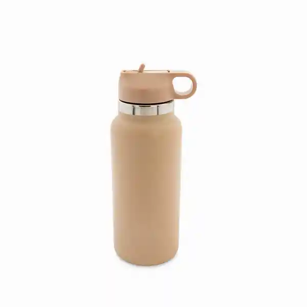 Termo Doble Pared Con Pitillo Almendra 1000 mL Ambiente Gourmet
