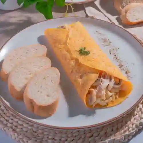 Omelette Pollo con Champiñones