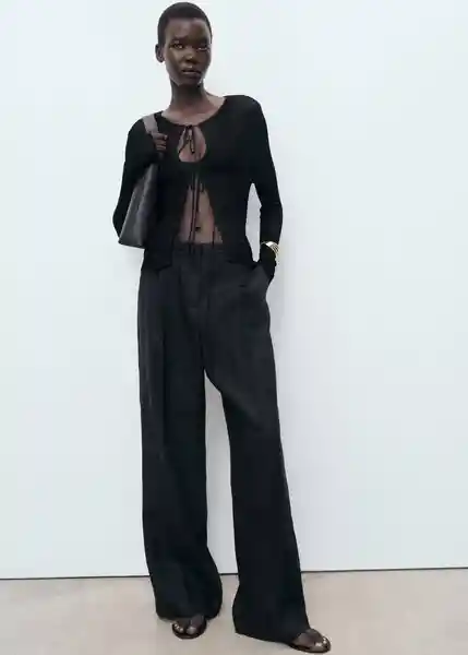 Cárdigan Bow Negro Talla XS Mujer Mango