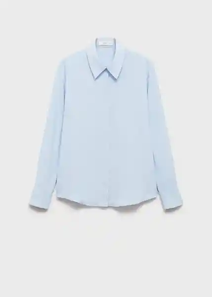 Camisa Basic Celeste Talla M Mujer Mango
