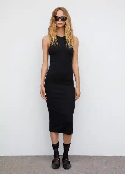 Vestido Basila Negro Talla L Mujer Mango