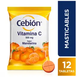 Cebion Vitamina C (500 mg) Tabletas Masticables Sabor a Mandarina