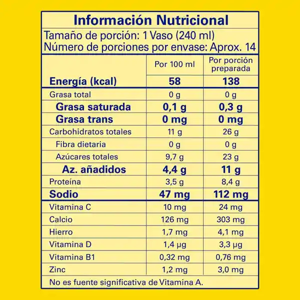 Bebida en Polvo Nesquik Sabor a Vainilla 200 g