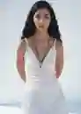 Falda Blanca Blanco Talla 38 Mujer Mango