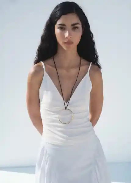 Falda Blanca Blanco Talla 38 Mujer Mango