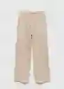 Pantalón Nique Beige Talla L Mujer Mango