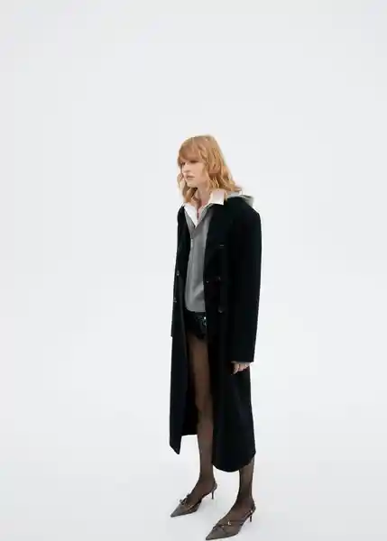Abrigo Paraiso Negro Talla M Mujer Mango