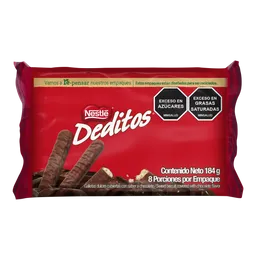Galletas dulces DEDITOS cubiertas con sabor a chocolate 8 Unds x 184g