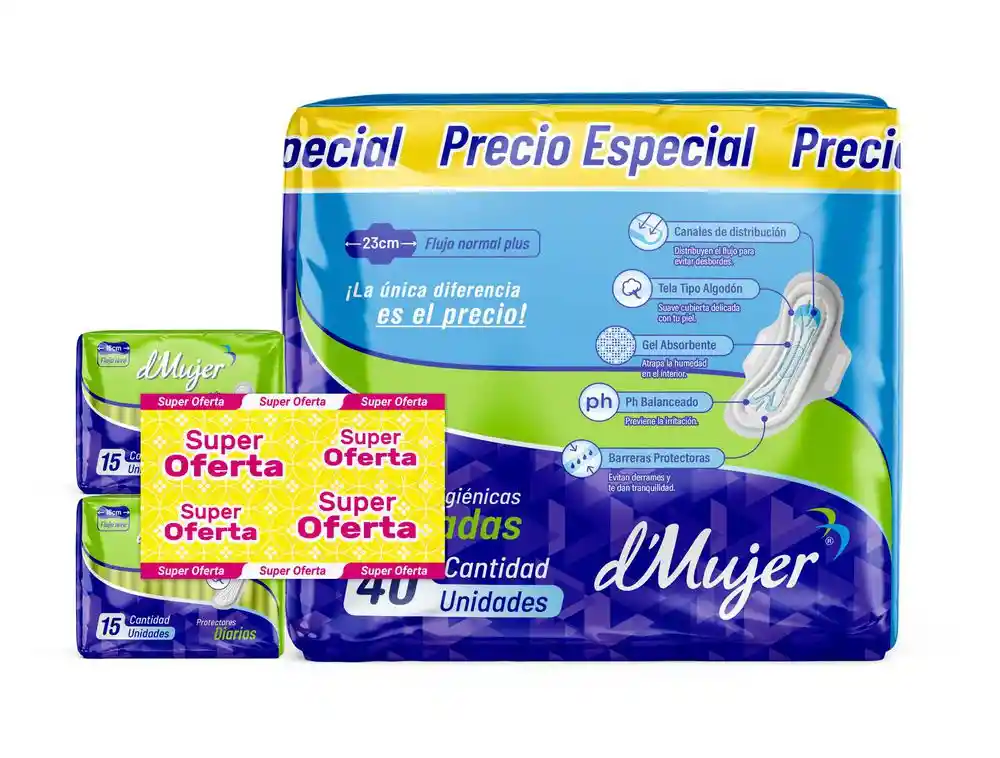 Oferta Toallas Dmujer Proteccion Delgada (1 Und)