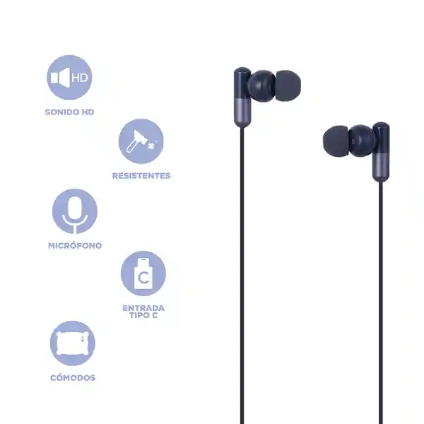 Audífonos Tipo C Life is For Fun Serie Azul Mod Pa242C Miniso