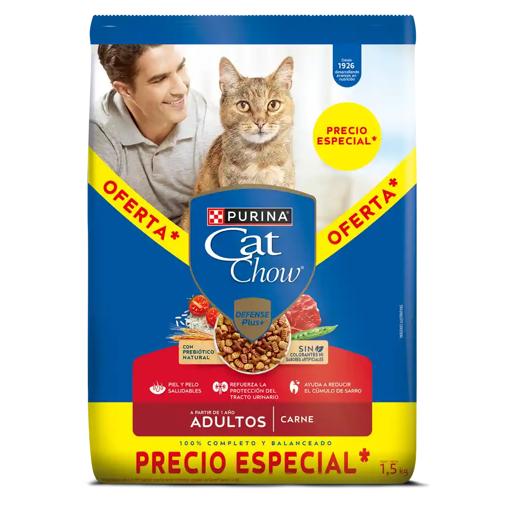 Comida para gatos Purina Cat Chow adulto carne x 1,5kg OFERTAS