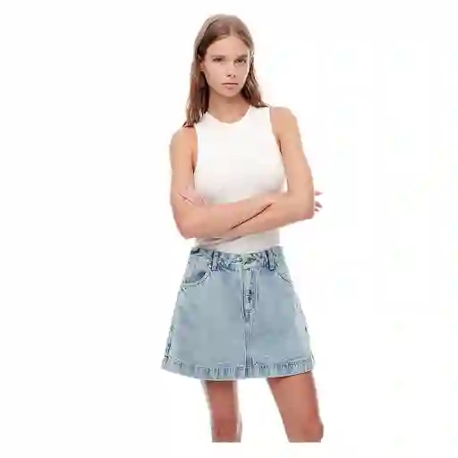 Falda Short Tiro Alto en Jean Femenino Loqiw Gef