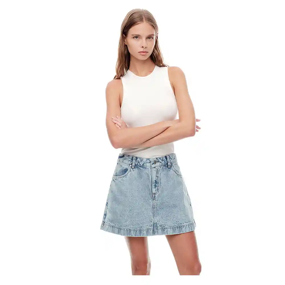 Falda Short Tiro Alto en Jean Femenino Loqiw Gef