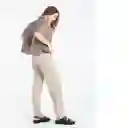  Pantalon Jamba Mujer Beige Polvo Claro Talla 6 Naf-Naf 