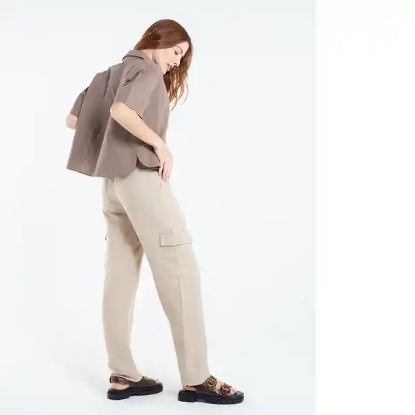  Pantalon Jamba Mujer Beige Polvo Claro Talla 6 Naf-Naf 