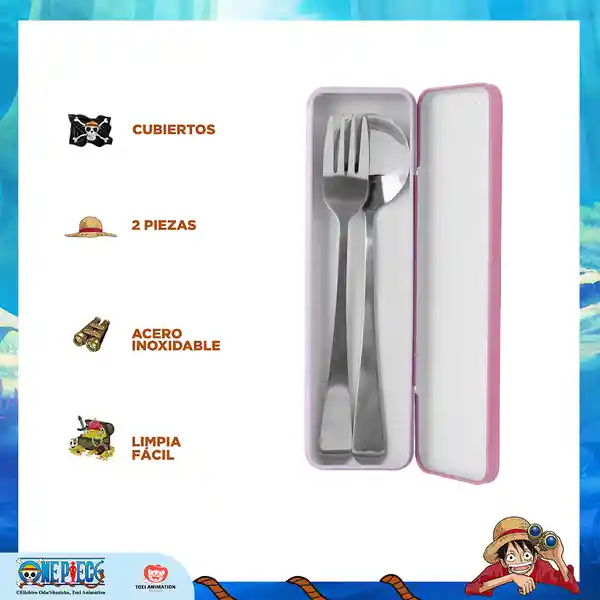 Juego de Cubiertos Tenedor y Cuchara Joba Serie One Piece Miniso