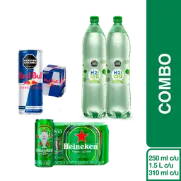 Combo H2OH Lima Limón 3 L + Heineken 6 Und + Red Bull 4 Und