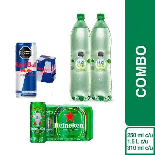 Combo H2OH Lima Limón 3 L + Heineken 6 Und + Red Bull 4 Und