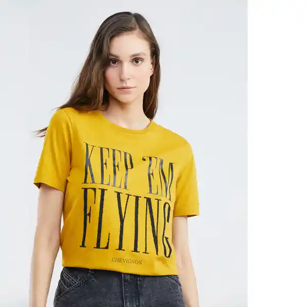 Camiseta Graphic Keep Mujer em Amarillo Talla XS Chevignon