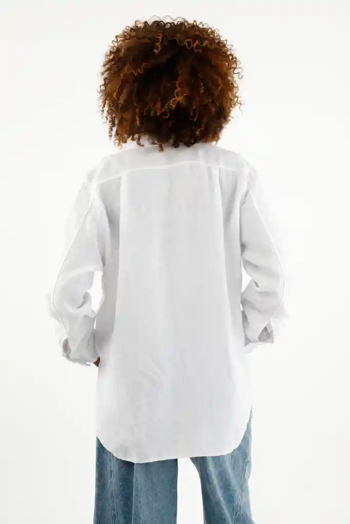 Camisa Manga Larga Blanca Para Mujer