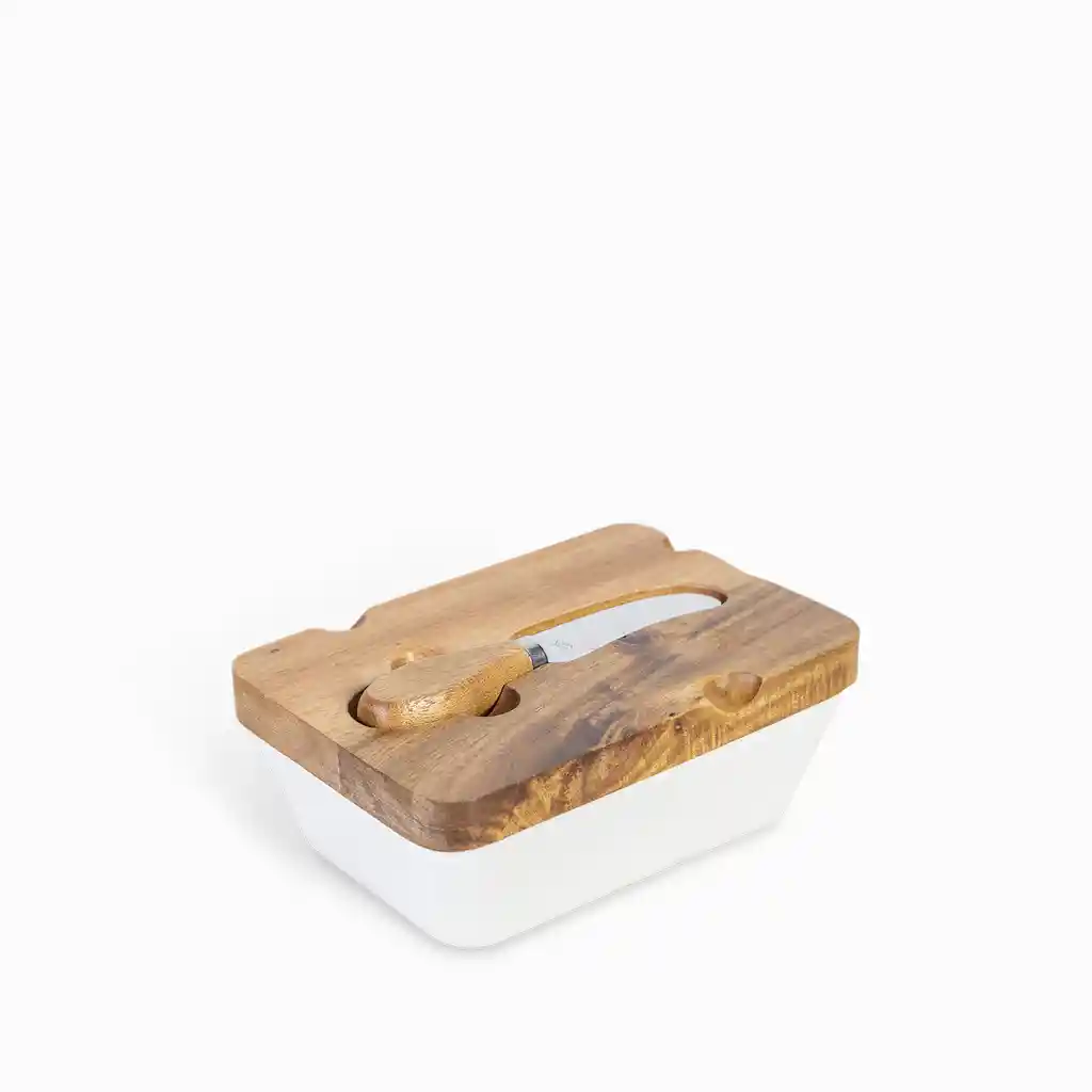 Recipiente en Cerámica Con Cuchillo Para Untar Ambiente Gourmet