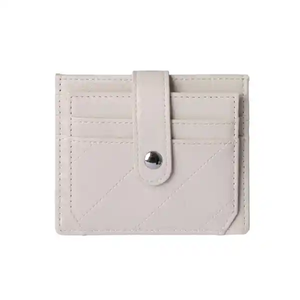 Tarjetero Con Líneas Bordadas Beige Serie Miniso