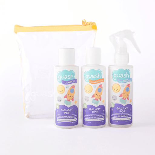 Kit Viajero Guash Galaxypop Shampoo Acondicionador y Spray Desenredante