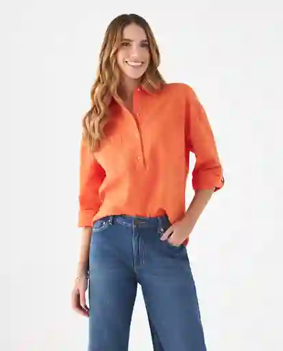 Camisa Peonía Medio Naranja Talla L 619F091 Esprit