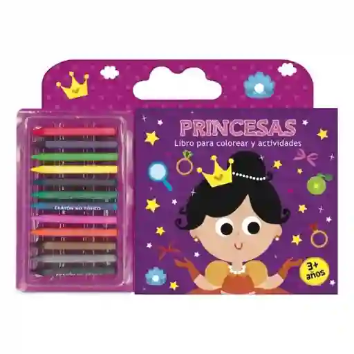 Libro Para Colorear y Actividades Con 12 Crayones. Princesas