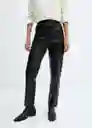 Pantalón Croco Negro Talla 32 Mujer Mango