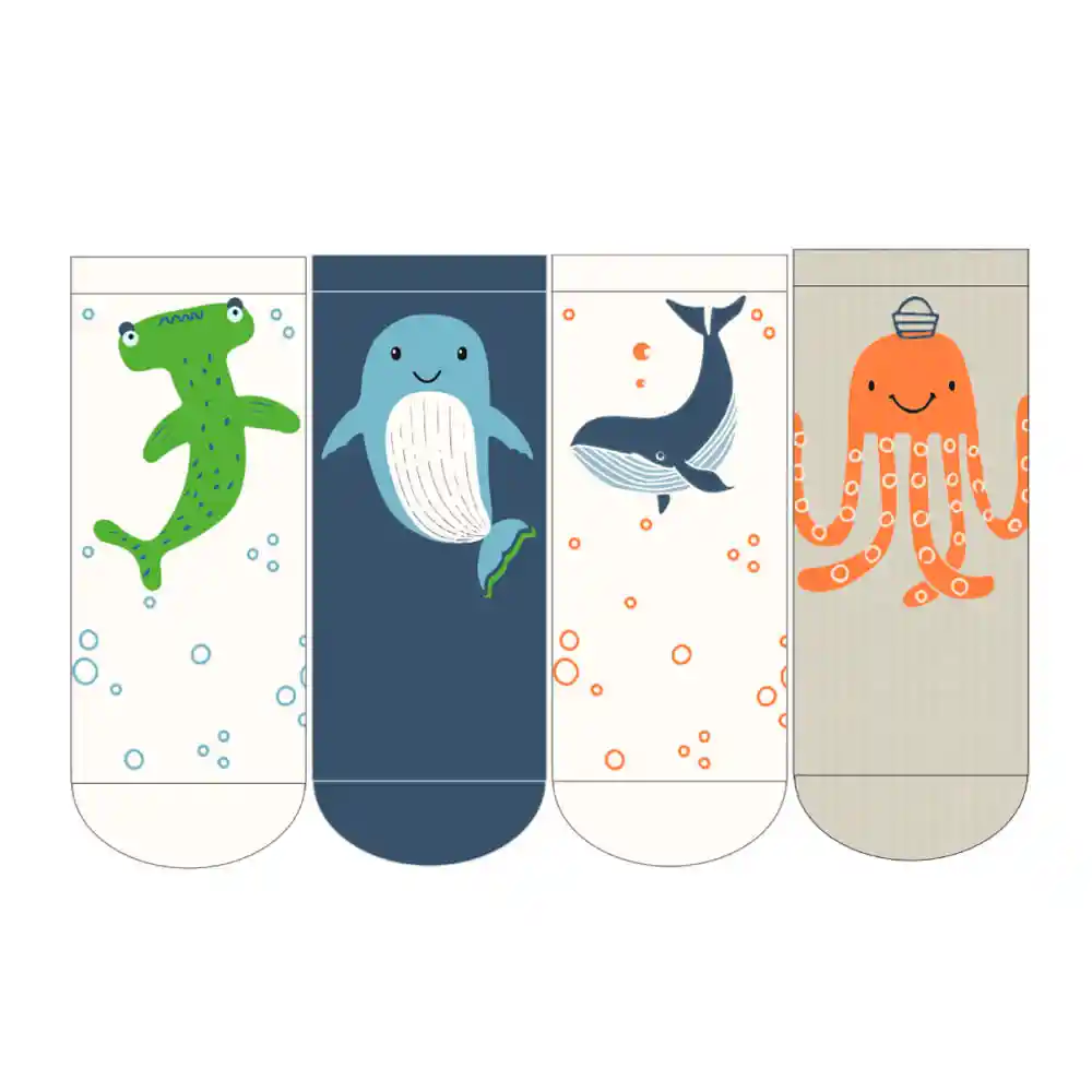 Medias Casuales Largo Tradicional Bebito Felipe X4 Galax Talla 6-12m