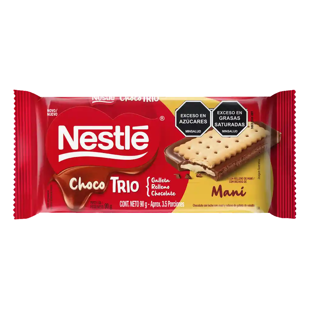 Chocolate ChocoTrio NESTLÉ con galleta y relleno de maní x 90g