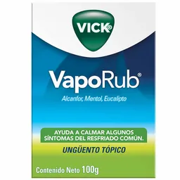 Vick VapoRub Ungüento Ayuda a calmar algunos síntomas del resfriado común con mentol eucalipto y alcanfor Tarro con 100g