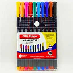 Offi-Esco Bolígrafos Microcuatro Triangular Colores Surtidos Punta Fina 