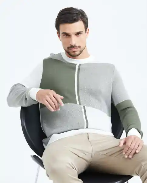 Suéter Blocks Masculino Verde Miliciano Oscuro Talla S Chevignon