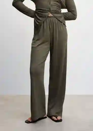 Pantalón Lina Khaki Talla L Mujer Mango