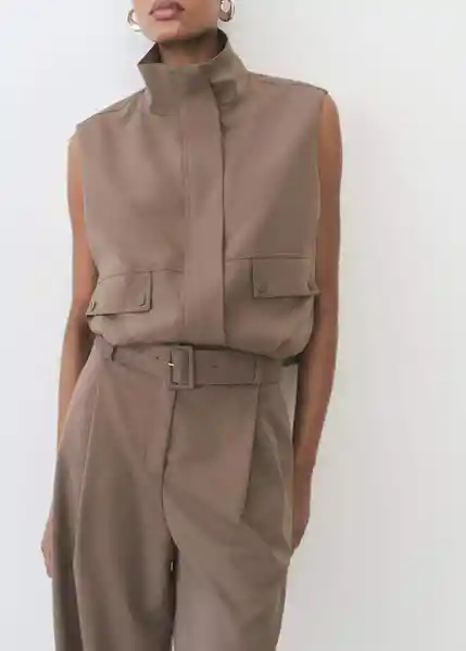 Pantalón Oliana Topo Talla 40 Mujer Mango