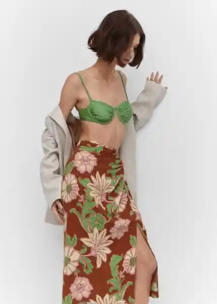Falda Nuti Marrón Talla S Mujer Mango