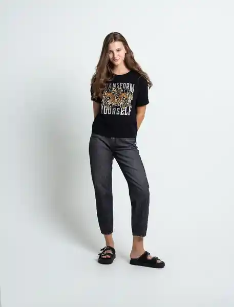 Camiseta Mujer Negro Puro Ultraoscuro Talla S 401F014 Naf Naf