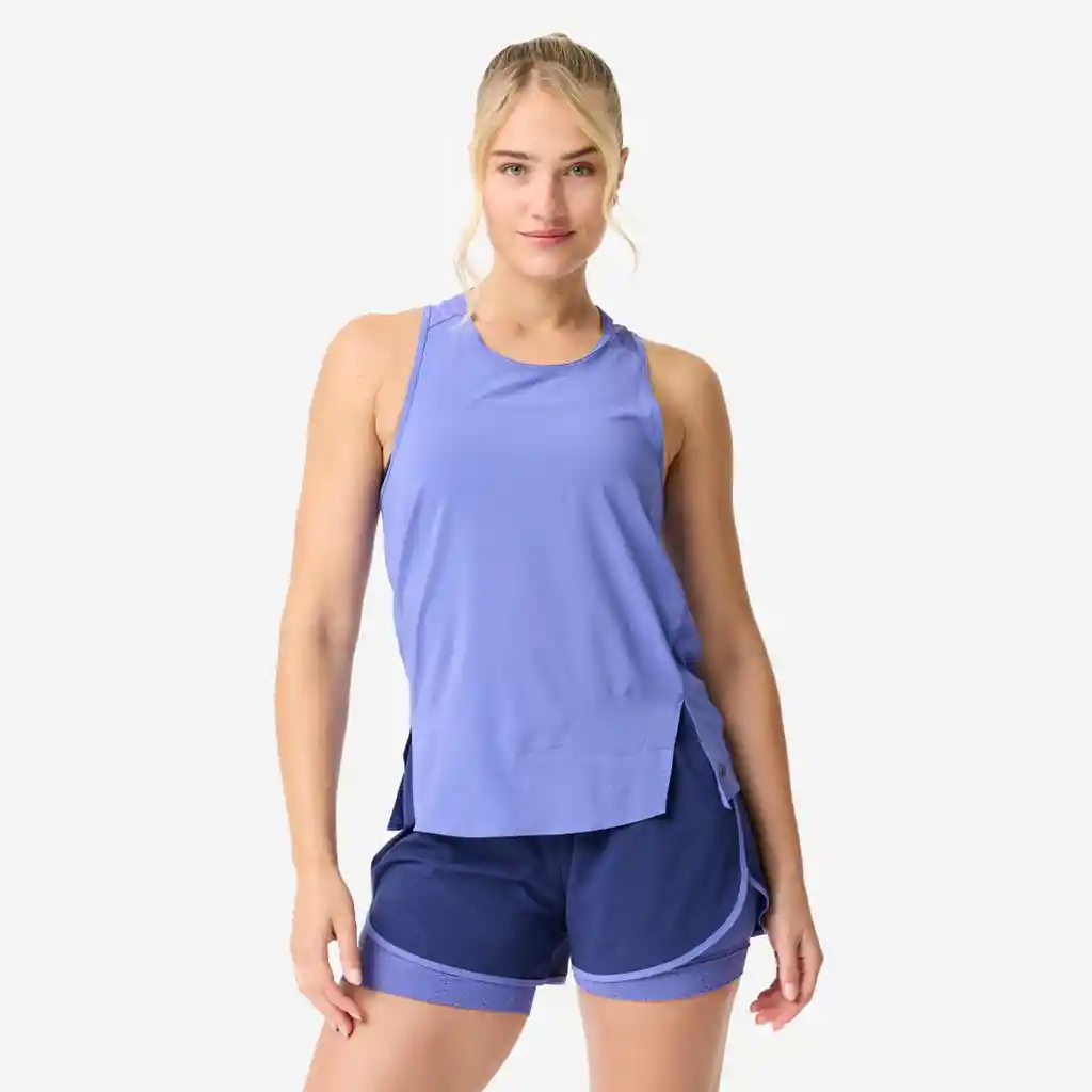 Camiseta Esqueleto Deportiva Mujer Fluida Transpirable Morado Oscuro