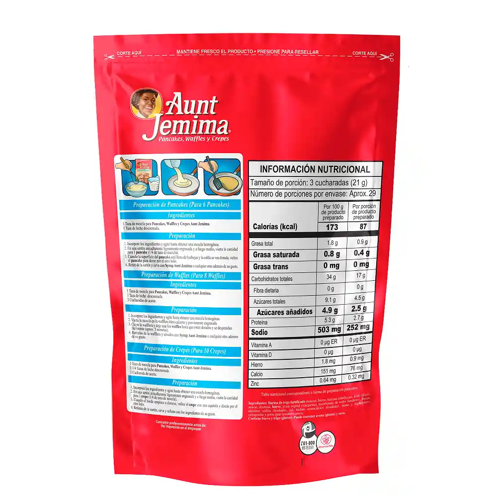 Pancake Aunt Jemima Solo leche 600g