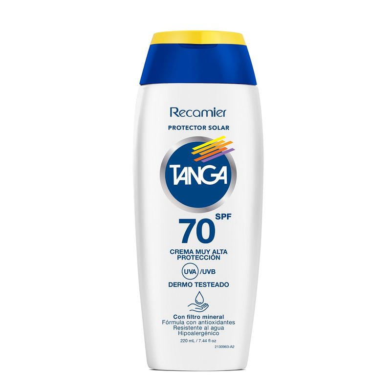 Tanga Protector Solar en Crema SPF 70 Alta Protección 220 ml