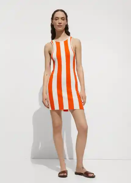 Vestido Gabriela Naranja Talla L Mujer Mango