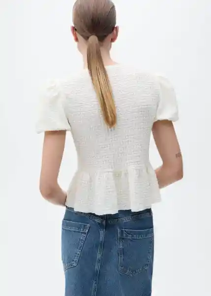 Blusa Benita Crudo Talla L Mujer Mango