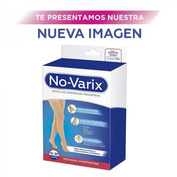 No-Varix Medias de Compresión Mediana 15-20 mmHg Hasta el Muslo