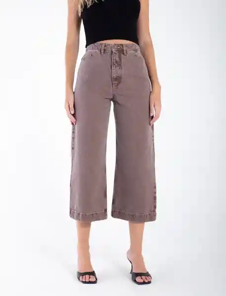 Pantalón Con Bota Amplia Café Azteca Medio Talla 10 Mujer Naf Naf