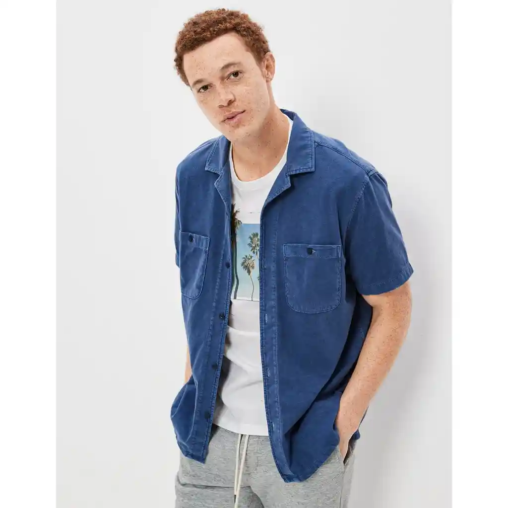 Camisa Polo Hombre Azul T SMALL 400386617999 American Eagle