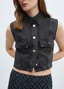 Chaleco Talia Tejano Gris Oscuro Talla M Mujer Mango