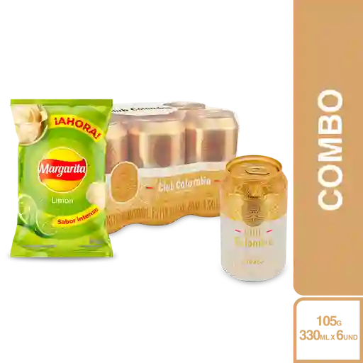 Combo Margarita: Snack Papas Limón + Club Colombia Dorada 6 Und