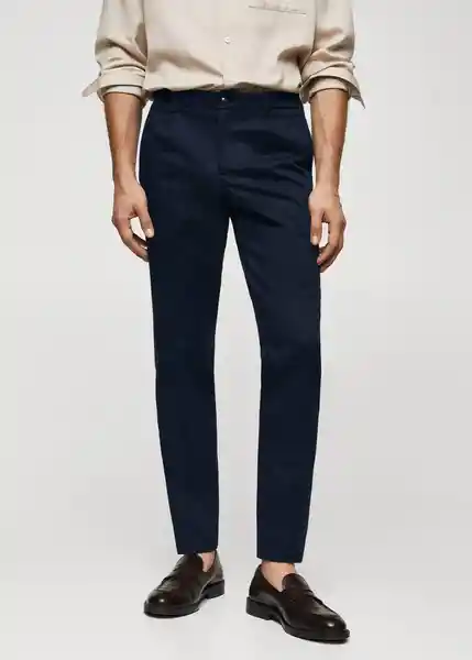 Pantalón Temple Navy Talla 46 Hombre Mango